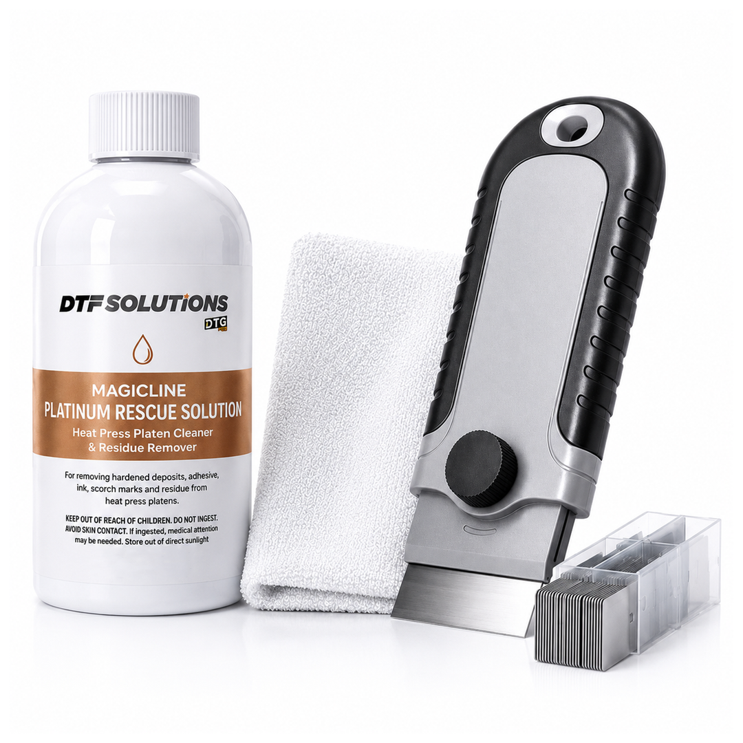 DTGPRO Platinum Rescue Solution Heat Press Platen Cleaner, Refill Solution &amp; Complete Kit