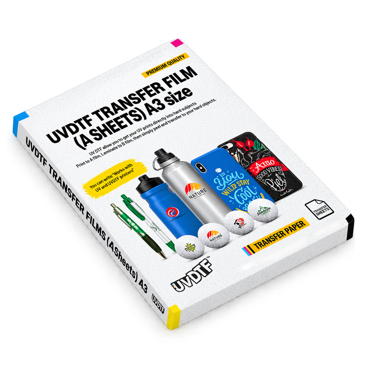 UVDTF™ Economy A Film Sheets | UV DTF Transfer Film for Flatbed Printers | A3 (30 × 42 cm) | 100 Sheets