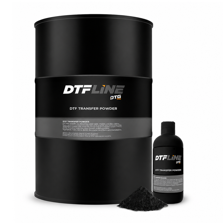 DTFLINE™ Black DTF PreTreat Powder – TPU Hot Melt Adhesive Transfer Powder for Dark Garments, 1.75 lb