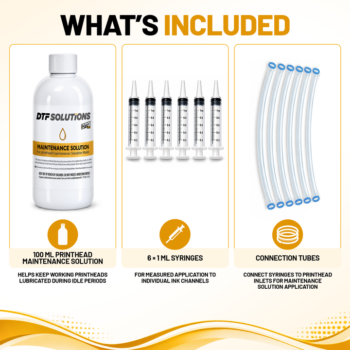 DTGPRO™ Printhead Maintenance Kit with 100ml Maintenance Solution, Syringes &amp; Tubes for DTF, DTG, UV &amp; Sublimation Printers