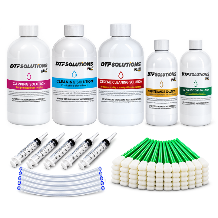 DTF Printhead Cleaning &amp; Maintenance Kit XL – 5 Solutions + Swabs &amp; Syringes