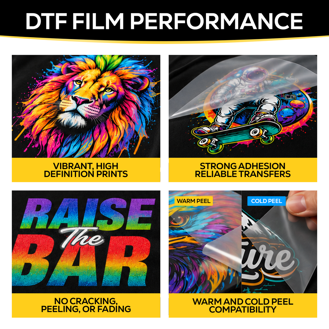 DTFLINE™ INSTAPEEL DTF Transfer Film Sheets – Premium Matte Warm Peel PET Film for DTF Printers
