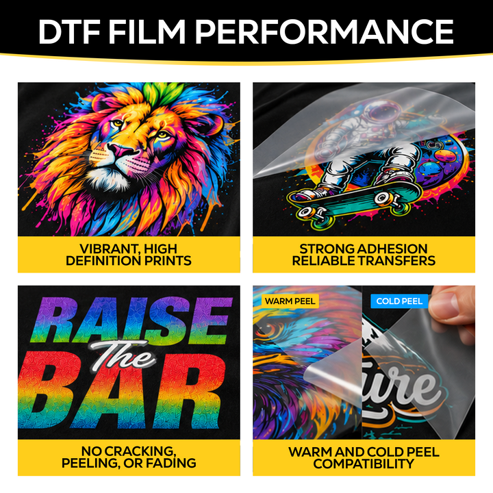 DTFLINE™ INSTAPEEL DTF Transfer Film Sheets – Premium Matte Warm Peel PET Film for DTF Printers