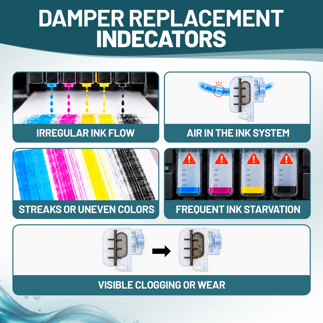 DTFBASICS Replacement Ink Dampers for L1800 &amp; 1390-Based DTF/DTG Printers – Set of 6