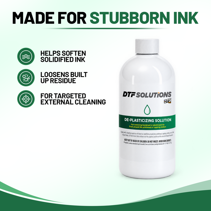 DTGPRO De-Plasticizing Solution for DTF, DTG &amp; UV Printer Maintenance