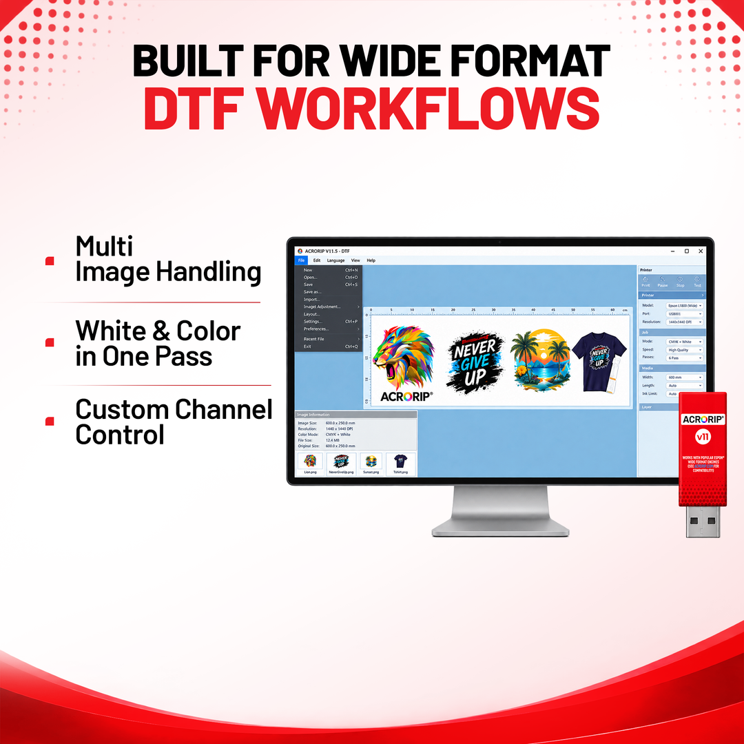 ACRORIP V11.5 RIP Software for Desktop DTF and Wide DTF Printers
