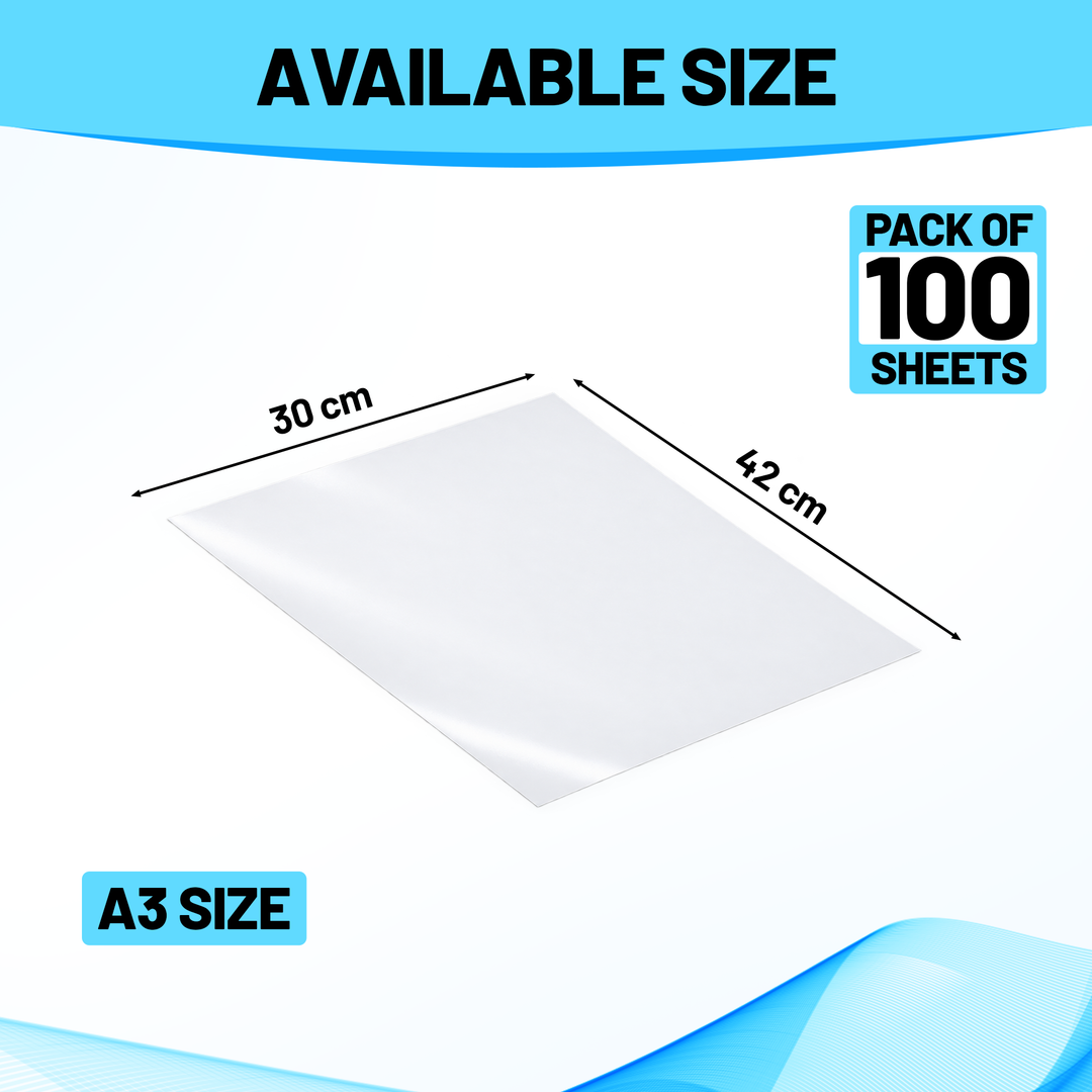 UVDTF™ Economy A Film Sheets | UV DTF Transfer Film for Flatbed Printers | A3 (30 × 42 cm) | 100 Sheets