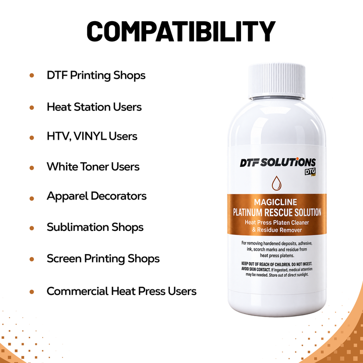 DTGPRO Platinum Rescue Solution Heat Press Platen Cleaner, Refill Solution &amp; Complete Kit