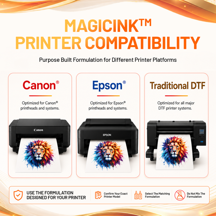 MagicInk™ Clog-Free HTF Ink for Canon Printers | DTF, HTF &amp; Textile Printing Ink