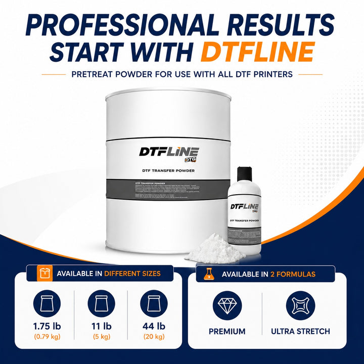 DTFLINE™ DTF White Transfer Powder – Premium &amp; Ultra Stretch Hot Melt Adhesive