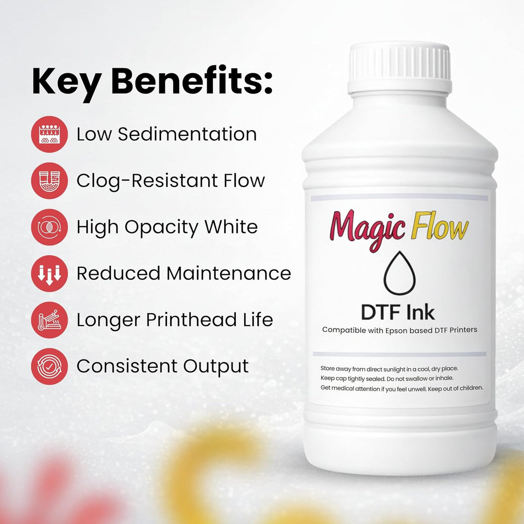 MagicFlow™ White Ink, Low-Sedimentation DTF White Ink, 1000 mL