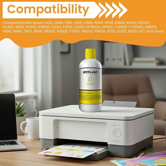 DTFLINE™ Premium Epson DTF Ink 190ML for ET-8550, L1800, XP15000, I3200 &amp; More | Vibrant Color &amp; Wash Durable