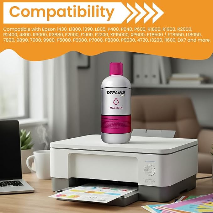 DTFLINE™ Premium Epson DTF Ink 190ML for ET-8550, L1800, XP15000, I3200 &amp; More | Vibrant Color &amp; Wash Durable