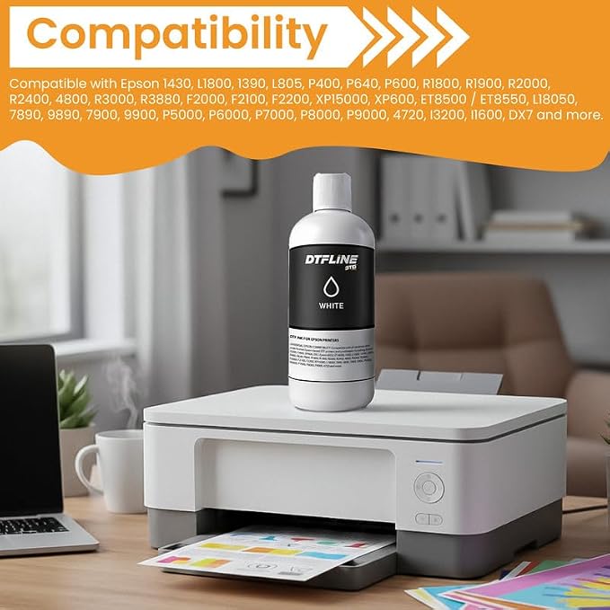 DTFLINE™ Premium Epson DTF Ink 190ML for ET-8550, L1800, XP15000, I3200 &amp; More | Vibrant Color &amp; Wash Durable