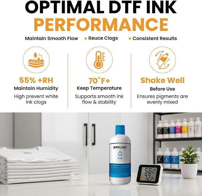 DTFLINE™ Premium Epson DTF Ink 190ML for ET-8550, L1800, XP15000, I3200 &amp; More | Vibrant Color &amp; Wash Durable