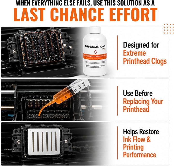 DTGPRO LAST CHANCE™ Printhead Cleaning Solution for Extreme Printer Clogs