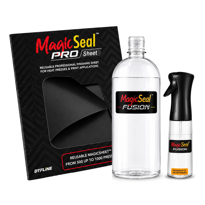MagicSeal Pro Fusion™ DTF Finishing System with 500ml Solution, Misting Spray Bottle and A4 Pro Finishing Sheet