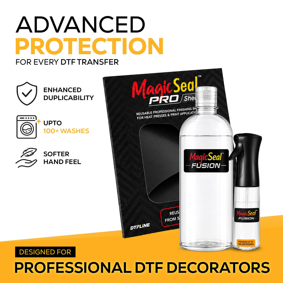 MagicSeal Pro Fusion™ DTF Finishing System with 500ml Solution, Misting Spray Bottle and A4 Pro Finishing Sheet