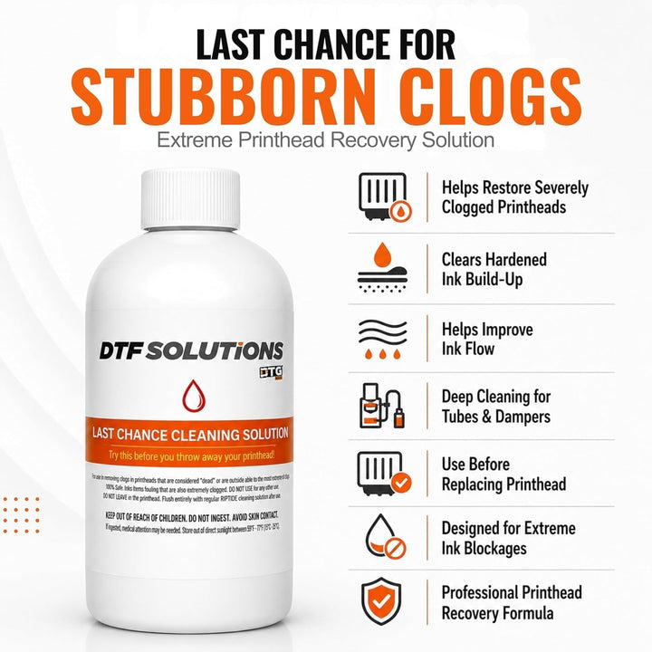 DTGPRO LAST CHANCE™ Printhead Cleaning Solution for Extreme Printer Clogs