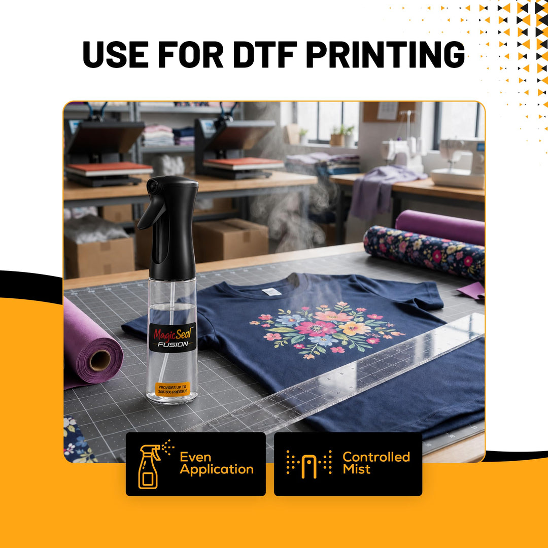 MagicSeal Fusion Fine Mist Spray Bottle – 150ml Refillable Continuous Mist Bottle for DTF Finishing Solution