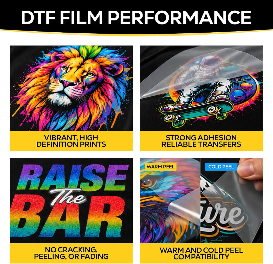 DTFLINE™ INSTAPEEL DTF Transfer Film Sheets – Premium Matte Warm Peel PET Film for DTF Printers