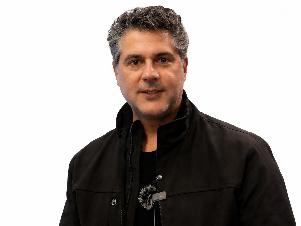 Studio portrait of a man in a black jacket